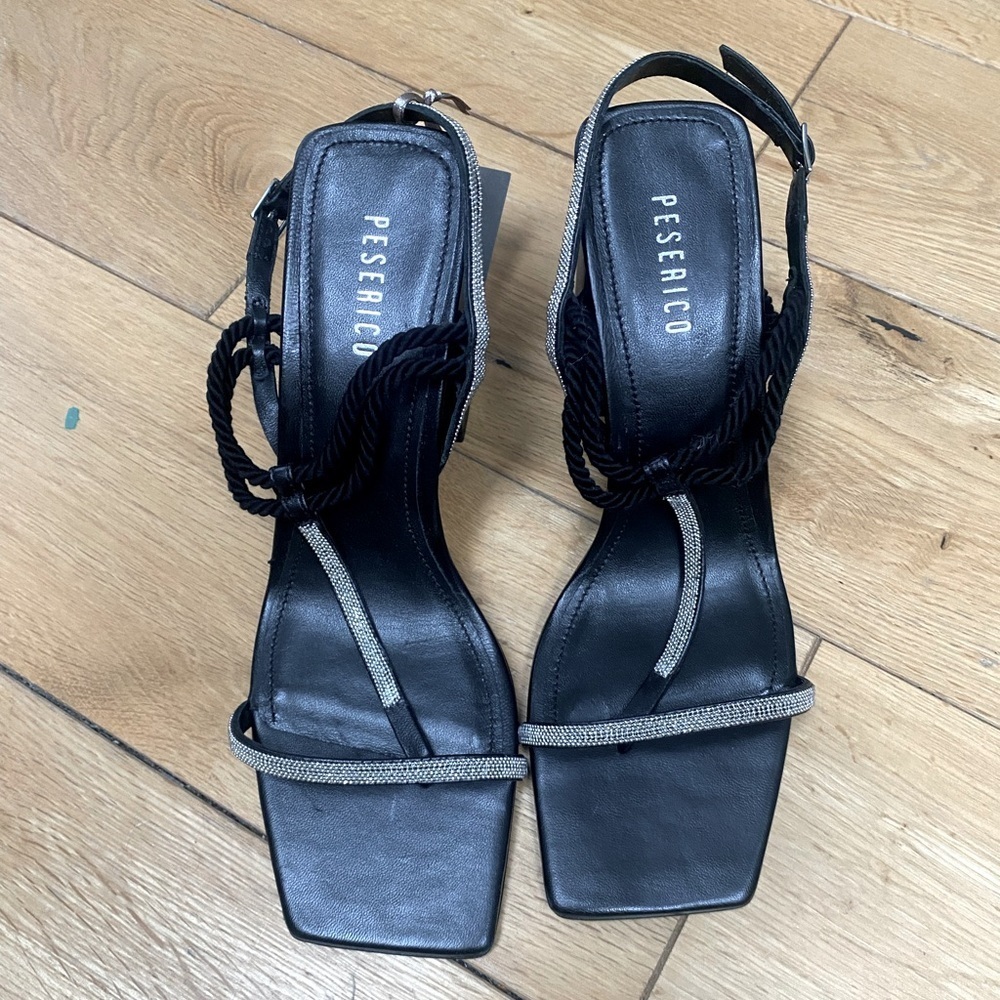 Peserico Black Slingback Heeled Sandals